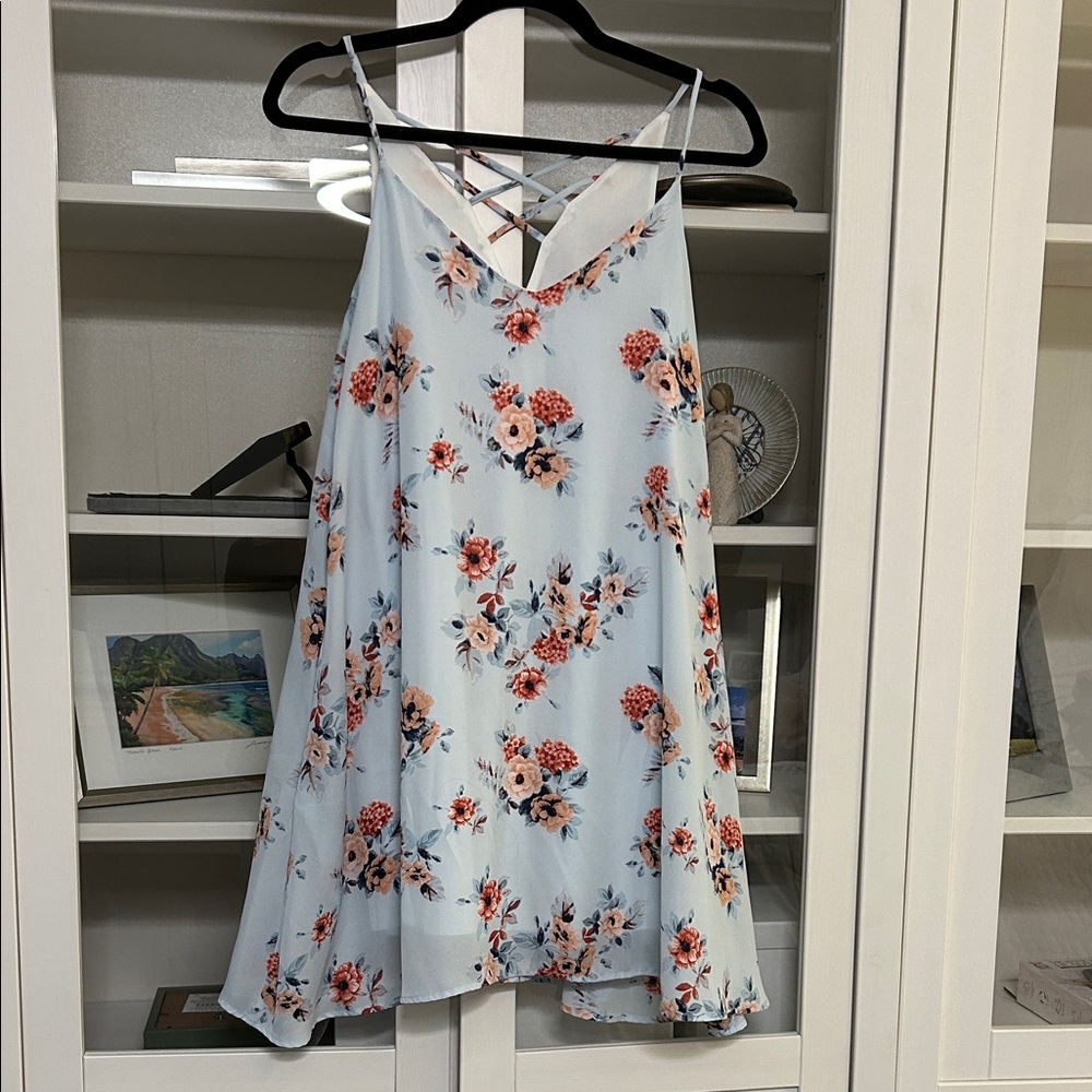 Adrienne Light Blue Floral Mini Dress